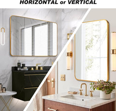 30x40 Inch Gold Metal Framed Rectangular Bathrrom Mirror for Wall.(W2203134113)