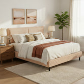 Simple Modern Camel Plush Soft Bed Comfortable Backrest Bedroom Bed,Queen