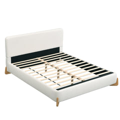Elegant Boucle Upholstered Bed, A Luxurious and Comfortable Bedroom Centerpiece, King Size, White