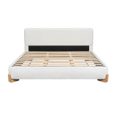 Elegant Boucle Upholstered Bed, A Luxurious and Comfortable Bedroom Centerpiece, King Size, White