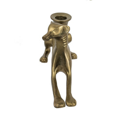 9.1x3.3x5.1" Decorative Gold Metal Greyhound Taper Holder