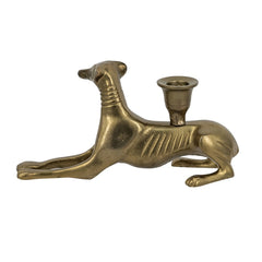 9.1x3.3x5.1" Decorative Gold Metal Greyhound Taper Holder