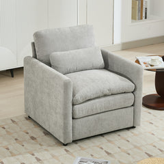 31.9" Cozy Upholstered Armchair Oversized Comfy Cloud Sofa Double Cushion Single Sofa Plush Cushion Armchair for Living Room, Light Grey