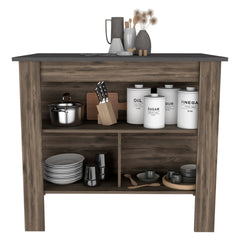 Rockaway 3-Shelf Kitchen Island Dark Brown and Onix
