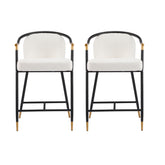 26" H Upholstered Counter Stool with Metal Frame (Set of 2)-Beige