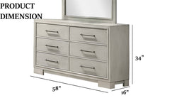 Modern Farmhouse Style 1pc Dresser Square Legs Sleek Handles Antique White Finish Bedroom Furniture