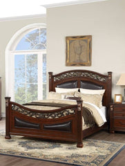 Traditional Style 1pc California King Size Bed Padded Headboard And Footboard Dark Cherry Finish