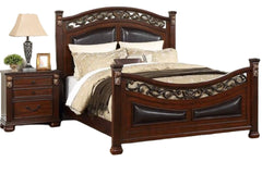Traditional Style 1pc California King Size Bed Padded Headboard And Footboard Dark Cherry Finish
