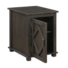 Traditional Rustic Chairside Table with Adjustable Storage Shelf Brown Finish Durable Wood Living Room Furniture 1pc