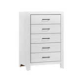 White Finish Bedroom Storage Chest of 5x Drawers Black Hardware Furniture 1pc