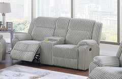1pc Motion Loveseat Ash Color Fur Like Corduroy Living Room Reclining Couch Plush Textured Seat