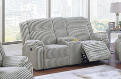 1pc Motion Loveseat Ash Color Fur Like Corduroy Living Room Reclining Couch Plush Textured Seat