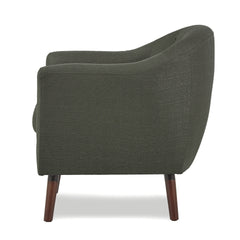 Gray Fabric Upholstered Accent Chair 1pc Espresso Finish Legs Button Tufted Solid Wood Furniture Living Room Chair