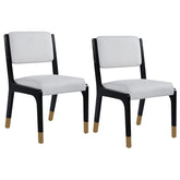 Wood Dining Chairs Set of 2, Modern Farmhouse Accent Chairs with Solid Wood Legs and Padded Seat, Modern PU Leather Kitchen & Dining Chairs Side Chairs for Dining Room, Black