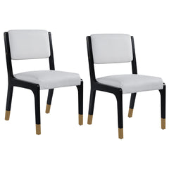 Wood Dining Chairs Set of 2, Modern Farmhouse Accent Chairs with Solid Wood Legs and Padded Seat, Modern PU Leather Kitchen & Dining Chairs Side Chairs for Dining Room, Black