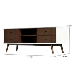 Caroline Walnut White TV Stand Up To 72" for Living Room Decor