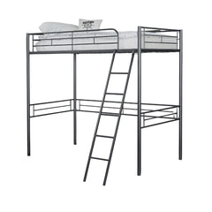 Twin Loft Bed Contemporary Style With Open Area Underneath Metal Structure, Black