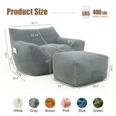 Bean Bag Chair for Adults, Oversized Comfy Beanbag Living Room Lazy Sofa for Bedroom & Dorm