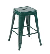 24 Inch Counter Height Stool, Backless Metal Bar Stools Set of 2, Non-Stackable, Detachable & Easy Assembly, Space-Saving Design for Kitchen Island/Bar/Café/Dining Room (Emerald Green)