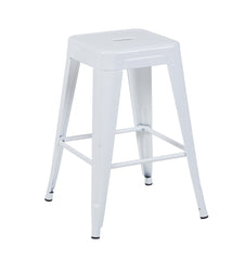 24 Inch Counter Height Stool, Backless Metal Bar Stools Set of 2, Non-Stackable, Detachable & Easy Assembly, Space-Saving Design for Kitchen Island/Bar/Café/Dining Room (White)