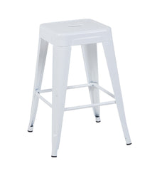 24 Inch Counter Height Stool, Backless Metal Bar Stools Set of 2, Non-Stackable, Detachable & Easy Assembly, Space-Saving Design for Kitchen Island/Bar/Café/Dining Room (White)
