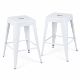 24 Inch Counter Height Stool, Backless Metal Bar Stools Set of 2, Non-Stackable, Detachable & Easy Assembly, Space-Saving Design for Kitchen Island/Bar/Café/Dining Room (White)
