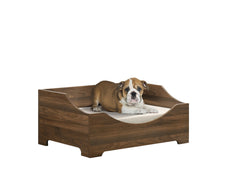 Gino 36"W Brown Alder Wood Finish 36"W Modern Comfy Pet Bed with Cushion