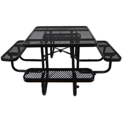 Square Outdoor Steel Picnic Table 46" black ,with umbrella pole