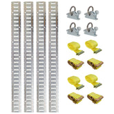 12PCS E Track Tie-Down Rail Kit, Trucks, Vans, Garages, Trailer Tie Down System,4 Pack 5ft Horizontal E-Track , 4 Pack Steel O-Ring Anchors, 4 Pack Ratchet Straps