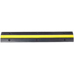 Cable Protector Ramp Rubber Speed Bumps 2 Pack of 1 Channel 6600Lbs Load Capacity with 12 Bolts Spike for Asphalt Concrete Gravel Driveway (1 Channel, 2 Pack)