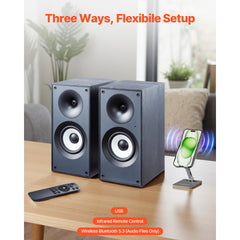 Active Powered Bookshelf Studio Monitor Speakers 25W x2 Bluetooth Coaxial Stereo