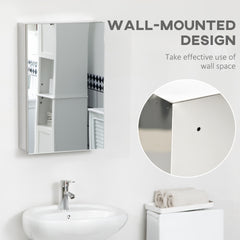 kleankin Wall-Mounted Medicine Cabinet with Mirror, Bathroom Mirror Cabinet Wall Mounted with Hinged Door, Storage Shelves for Living Room and Laundry Room, 15" x 24", Silver