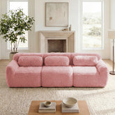 114''Soft And Fluffy Plush Fabric,Modular Sectional Sofa Couches,Ergonomic Design With Ottoman And Throw Pillows,Full-compression Vacuum Packaging Buckle Connection For Study,Home Theater,Pink