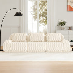 114" Modern Modular Sectional Sofa for Living Room,Flannelette Fabric,Oversized 3-Seater Couch,boneless sofa,Deep Seat,Buckle connection,Anti-slip Design,No Assembly,Cream