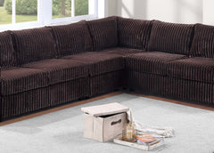 L-Shaped Sectional Set 4pc One Arm Loveseat Armless Chair Corner Wedge Cushion Back Plastic Leg Corduroy Upholstered Coffee Finish Primary Living Room