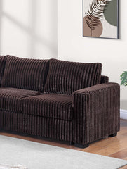 L-Shaped Sectional Set 4pc One Arm Loveseat Armless Chair Corner Wedge Cushion Back Plastic Leg Corduroy Upholstered Coffee Finish Primary Living Room