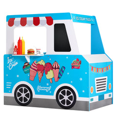 Ice Cream Truck Wooden Playset Pretend Play Stand for Kids Aged 3-7