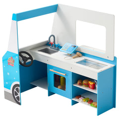 Ice Cream Truck Wooden Playset Pretend Play Stand for Kids Aged 3-7