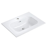 BB0924Y311, Integrated white ceramic basin with one predrilled faucet hole, drain assembly NOT included