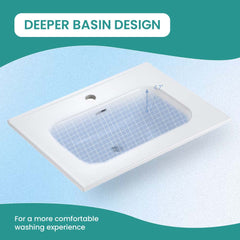 BB0924Y311, Integrated white ceramic basin with one predrilled faucet hole, drain assembly NOT included