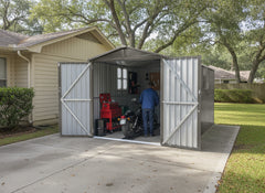 Motorcycle Outdoor Steel Storage Shed With Window ,tracks and fixtures,Grey