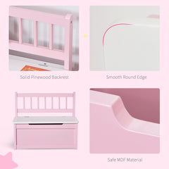 Qaba Toddler Toy Box Storage Bench with Large 27 L Interior, Kids Storage Bench Seat with Storage for Toddler Playroom Furniture, Kids Bedroom Furniture, Toy Organizer and Storage Bin Pink