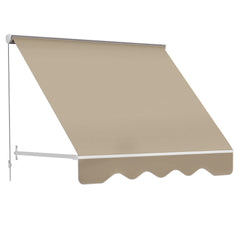 Outsunny 6' Drop Arm Manual Retractable Window Awning Sun Shade Shelter for Patio Balcony Outdoor, Aluminum, Cream White
