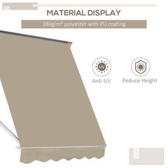 Outsunny 6' Drop Arm Manual Retractable Window Awning Sun Shade Shelter for Patio Balcony Outdoor, Aluminum, Cream White
