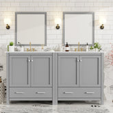 60" Grey Bathroom Vanity Set with Double Vanities (Separate), Double Ceramic Sinks, Storage Shelf, and Divided Drawers (Mirror not included)– Modern Bathroom Solution for Spacious Bathrooms