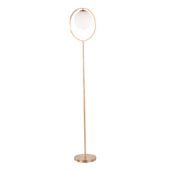 Moon Contemporary Floor Lamp in Gold Metal and Frosted Glass by LumiSource