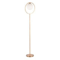 Moon Contemporary Floor Lamp in Gold Metal and Frosted Glass by LumiSource