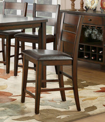 Cherry Finish Dining Set 7pc Counter Height Table with Extension Leaf and 6x Wood Frame Counter Height Chairs Transitional Style Furniture