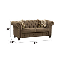 Aurelia Brown Linen Loveseat W/2 Pillows
