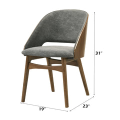Delmon Fabric & Dark Walnut Side Chair (Set of 2)